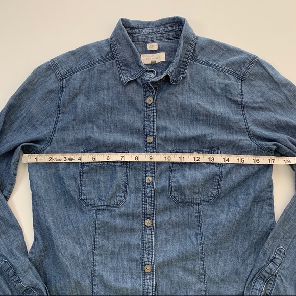 LOFT Blue Softened Button Down Blouse - Picture 4 of 5